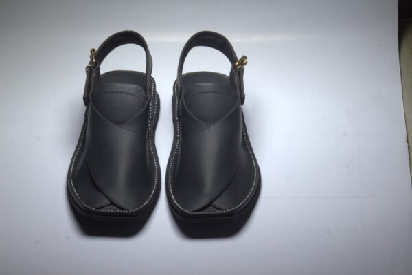 Matt Black Zardari-Peshaweri Chappal - Image 3