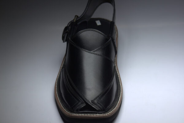Black Medium sole Kaptaan-Peshawari Chappal - Image 6