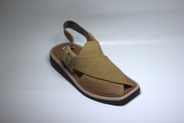 Camel Medium Sole Suede Kaptaan-Peshawari Chappal - Image 5