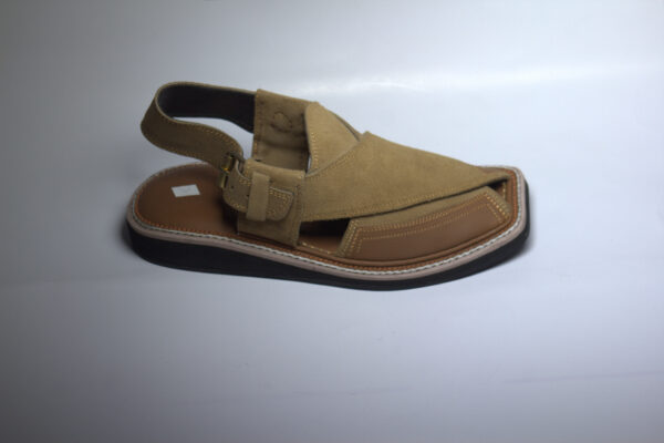 Camel Medium Sole Suede Kaptaan-Peshawari Chappal - Image 4