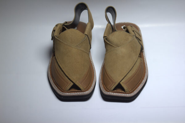 Camel Medium Sole Suede Kaptaan-Peshawari Chappal - Image 3