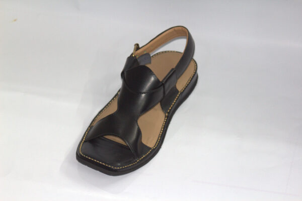 Black Smart Panjedara-PeshawarI Chappal - Image 2