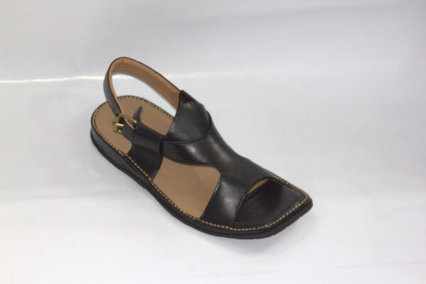 Black Smart Panjedara-PeshawarI Chappal - Image 3