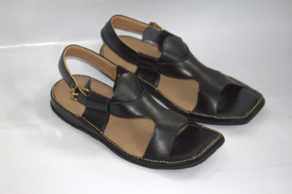 Black Smart Panjedara-PeshawarI Chappal - Image 5