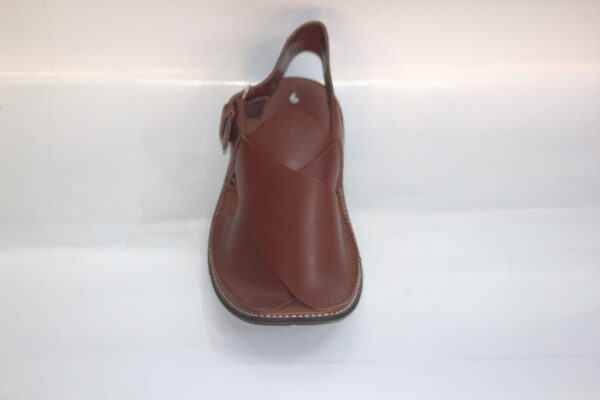 Red SlimSole Gol Shape-Peshawari Chappal - Image 6