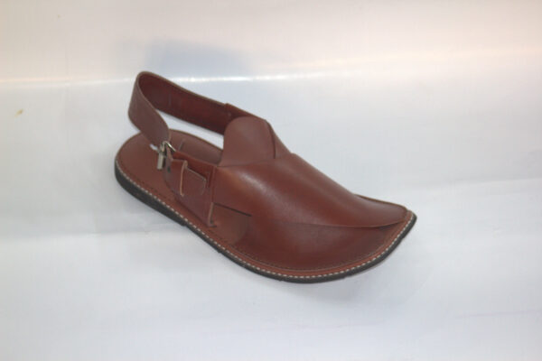 Red SlimSole Gol Shape-Peshawari Chappal - Image 4