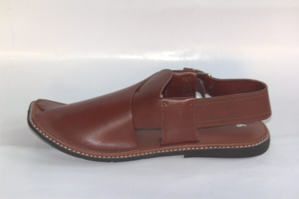 Red SlimSole Gol Shape-Peshawari Chappal - Image 5