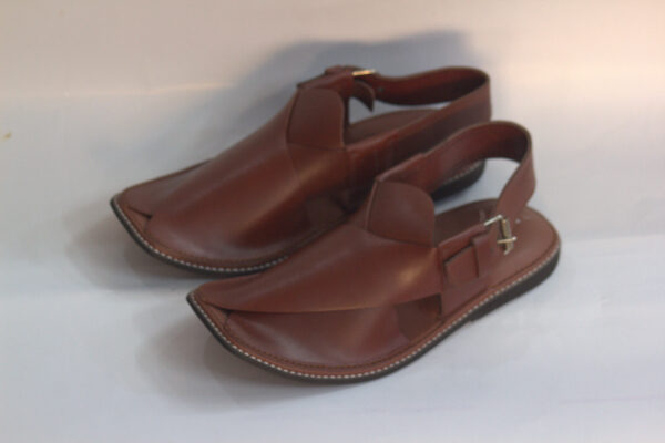 Red SlimSole Gol Shape-Peshawari Chappal - Image 2