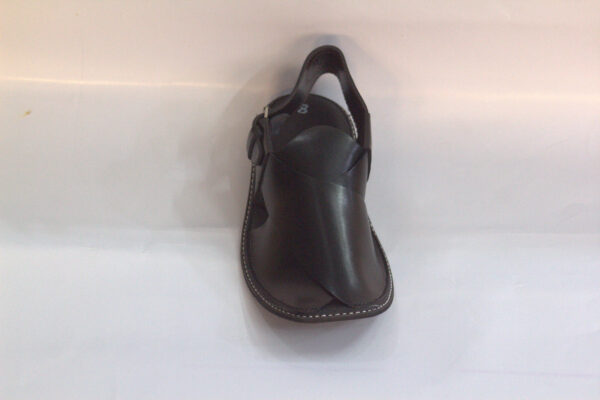 Black Slim Sole Gol Shape-Peshawari Chappal - Image 4