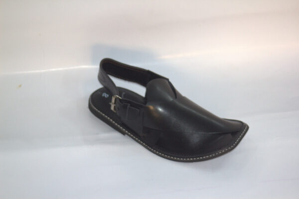 Black Slim Sole Gol Shape-Peshawari Chappal - Image 2