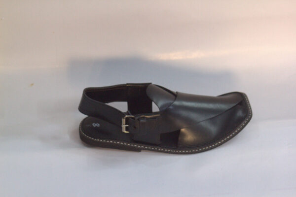 Black Slim Sole Gol Shape-Peshawari Chappal - Image 3