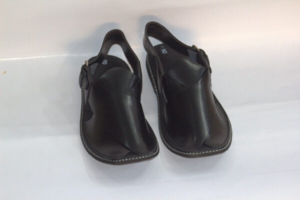 Black Slim Sole Gol Shape-Peshawari Chappal