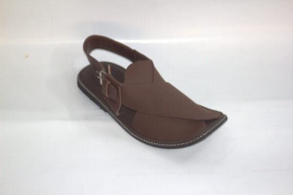 Brown Slimsole Gol Shape-Peshawar Chappal - Image 2