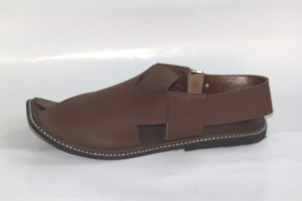 Brown Slimsole Gol Shape-Peshawar Chappal - Image 3