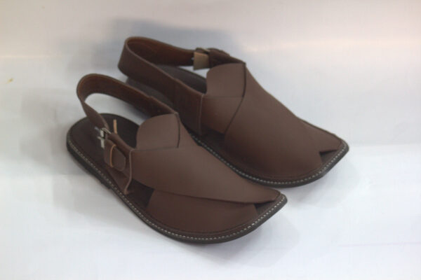 Brown Slimsole Gol Shape-Peshawar Chappal - Image 5